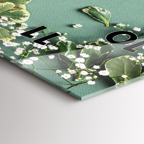 Modern vertical wall clock Delicate flowers