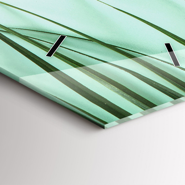 Modern vertical wall clock Monstera leaves