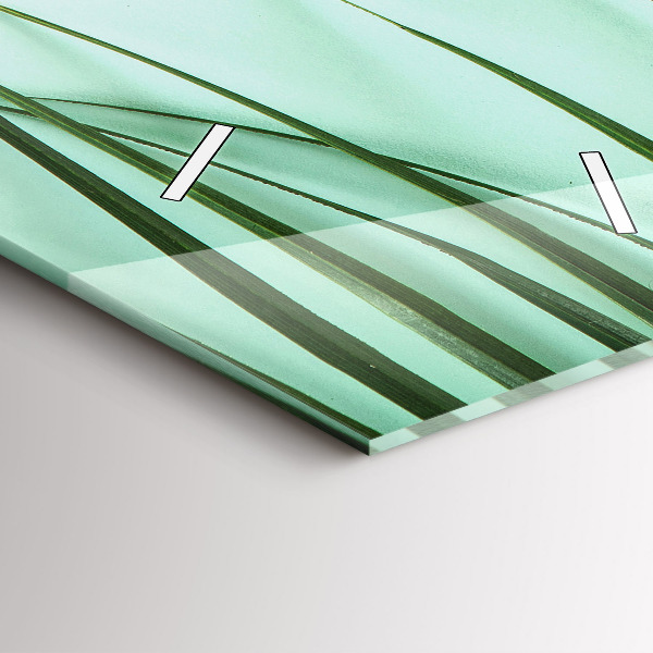 Modern vertical wall clock Monstera leaves