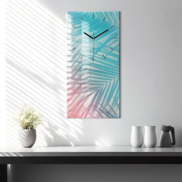 Modern vertical wall clock Tropical palm tree