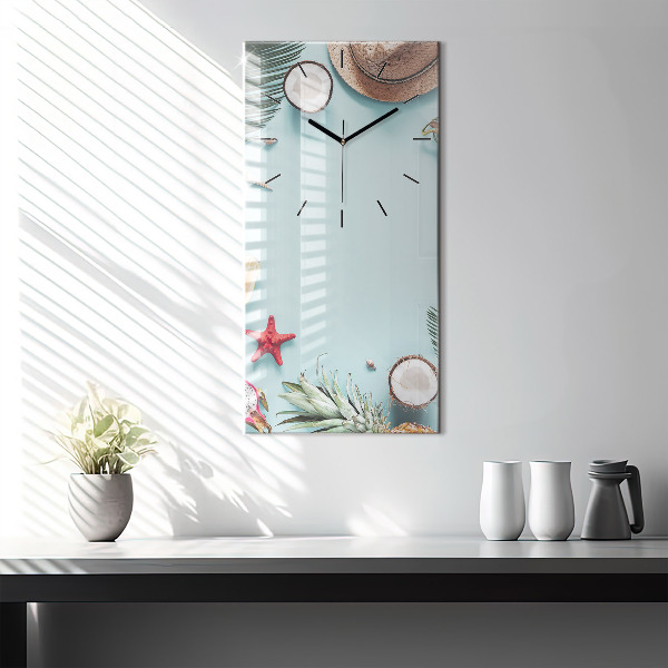 Modern vertical wall clock Summer composition