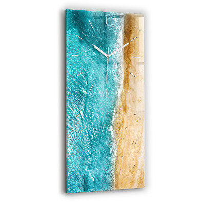 Modern vertical wall clock sea beach people