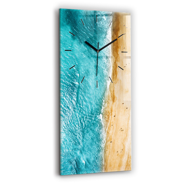 Modern vertical wall clock sea beach people