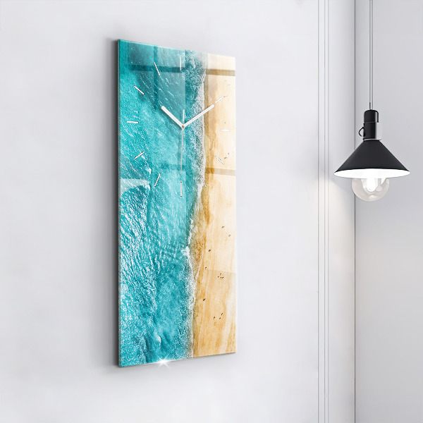 Modern vertical wall clock sea beach people