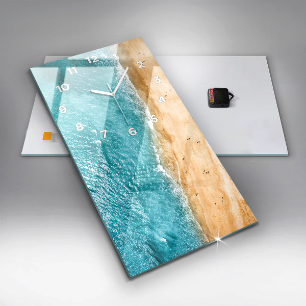 Modern vertical wall clock sea beach people