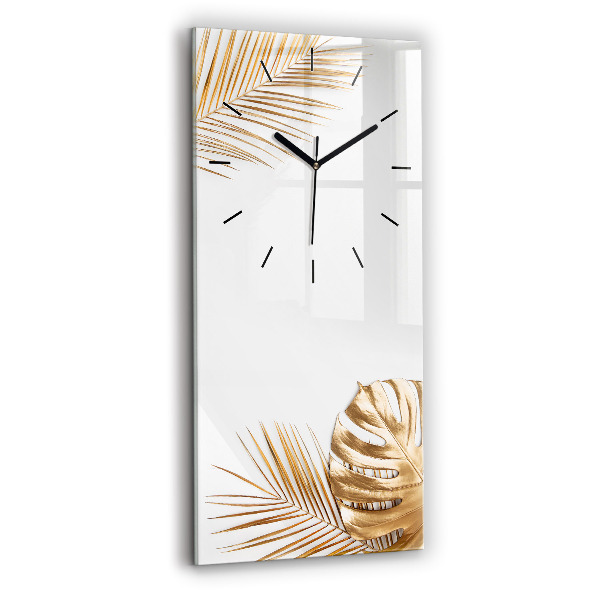 Modern vertical wall clock Tropical leaves