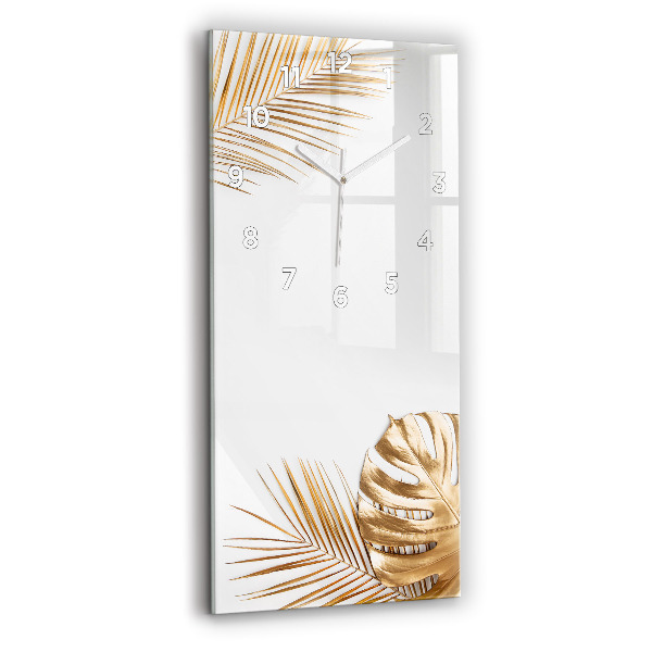 Modern vertical wall clock Tropical leaves