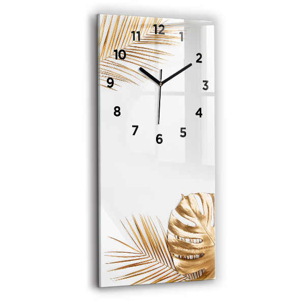 Modern vertical wall clock Tropical leaves