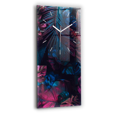 Modern vertical wall clock Exotic flowers