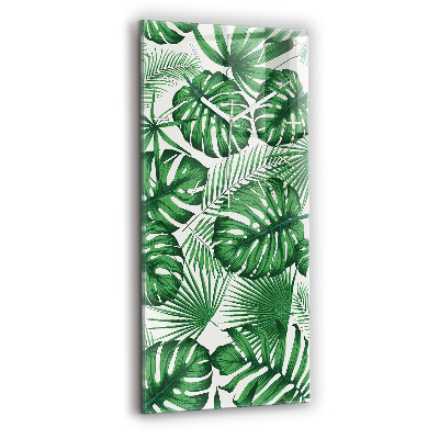 Modern vertical wall clock Monstera leaves
