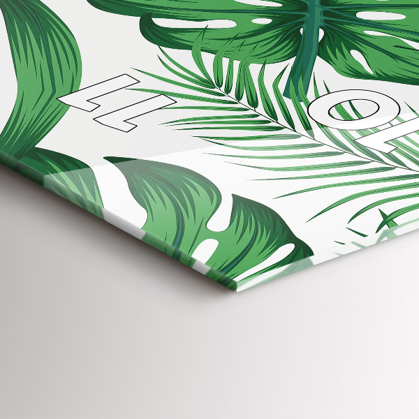 Modern vertical wall clock Monstera leaves
