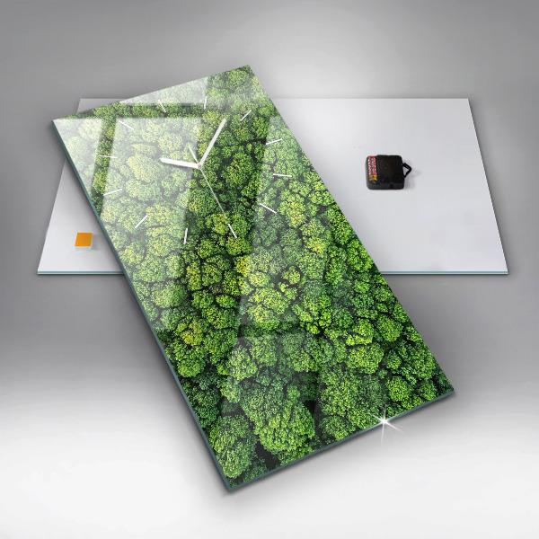 Modern vertical wall clock Forest from above