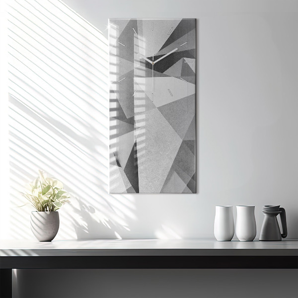 Modern vertical wall clock Gray Geometric Abstraction