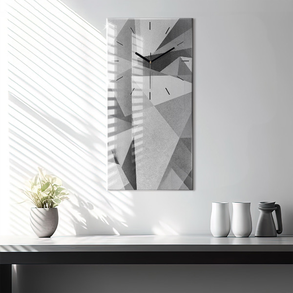 Modern vertical wall clock Gray Geometric Abstraction