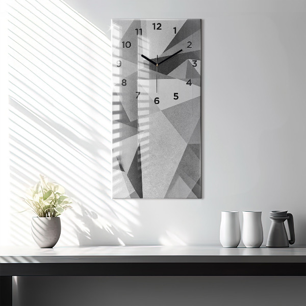 Modern vertical wall clock Gray Geometric Abstraction