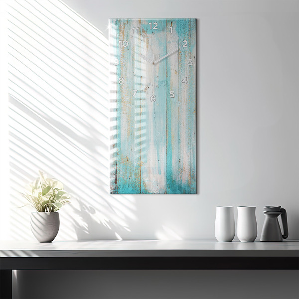 Modern vertical wall clock Blue boards