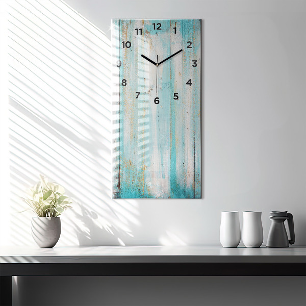 Modern vertical wall clock Blue boards