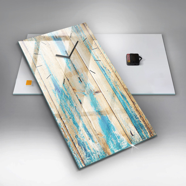 Modern vertical wall clock Scratched wood