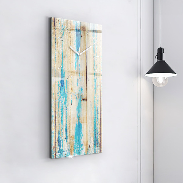 Modern vertical wall clock Scratched wood