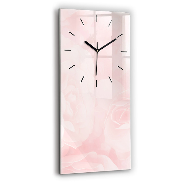 Modern vertical wall clock Blooming roses