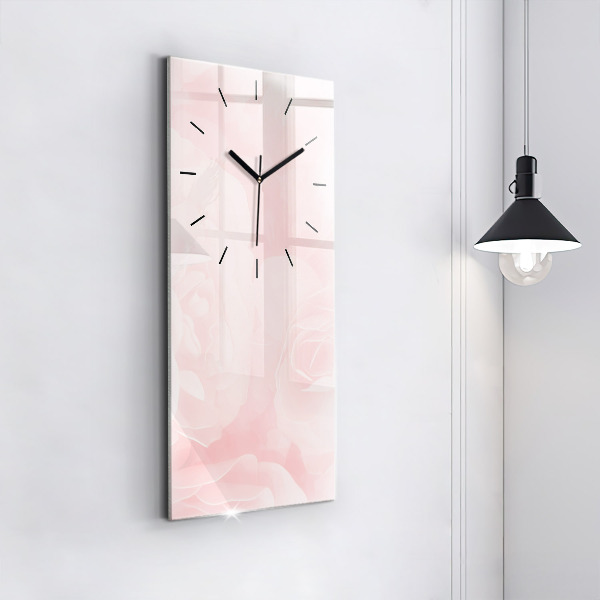 Modern vertical wall clock Blooming roses