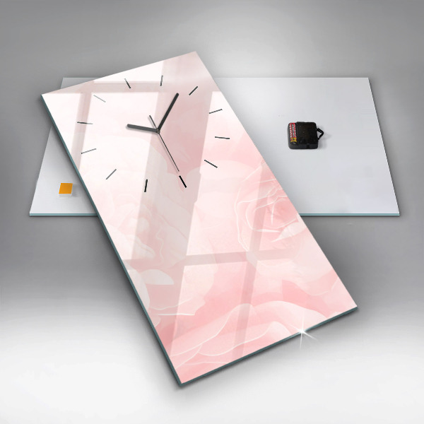 Modern vertical wall clock Blooming roses