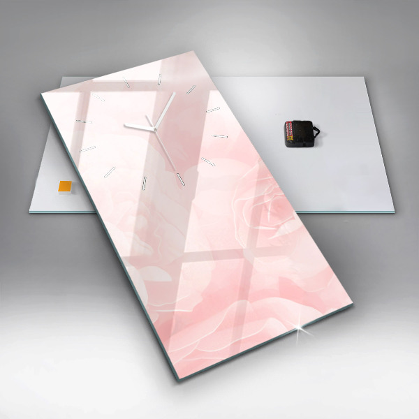 Modern vertical wall clock Blooming roses