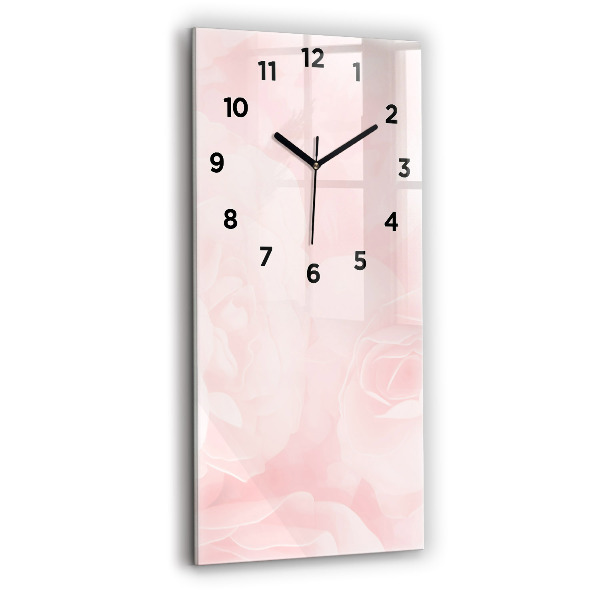 Modern vertical wall clock Blooming roses
