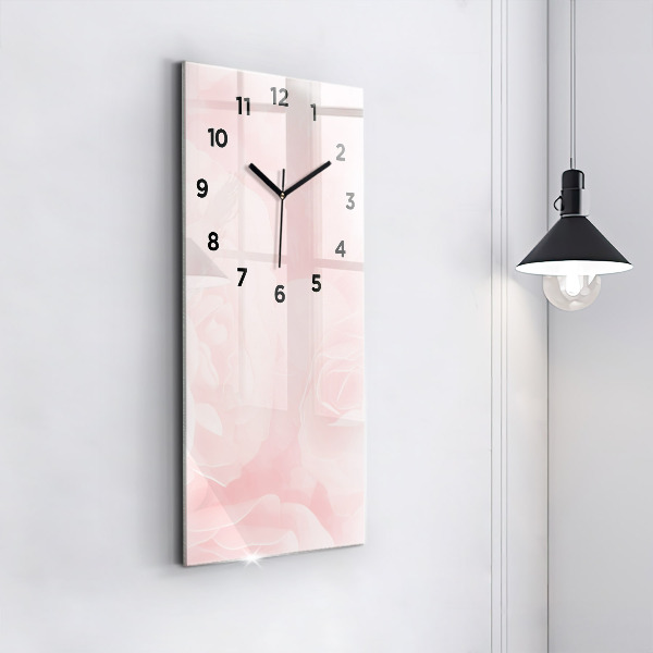 Modern vertical wall clock Blooming roses