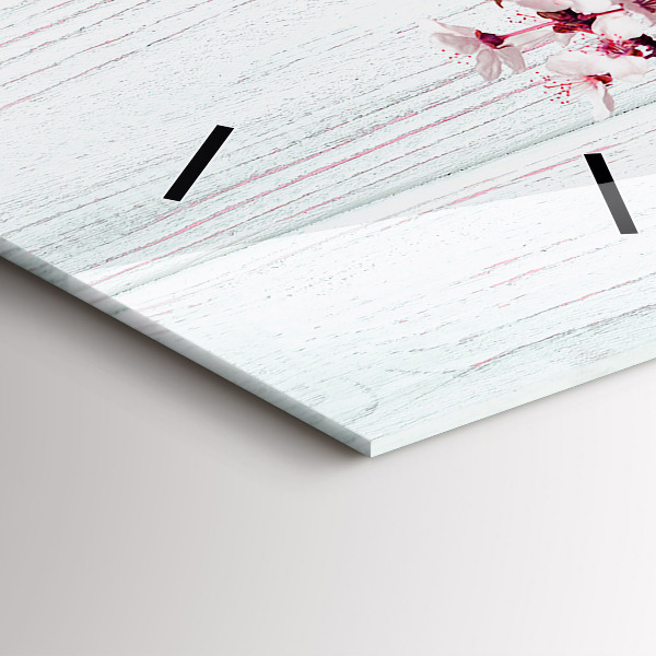 Modern vertical wall clock Spring flowers