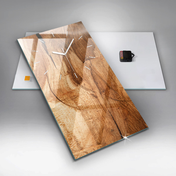 Modern vertical wall clock Wood texture