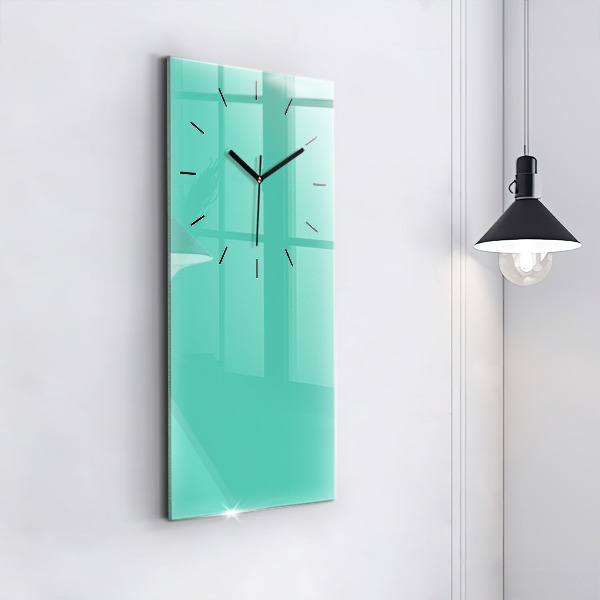 Modern vertical wall clock Turquoise color