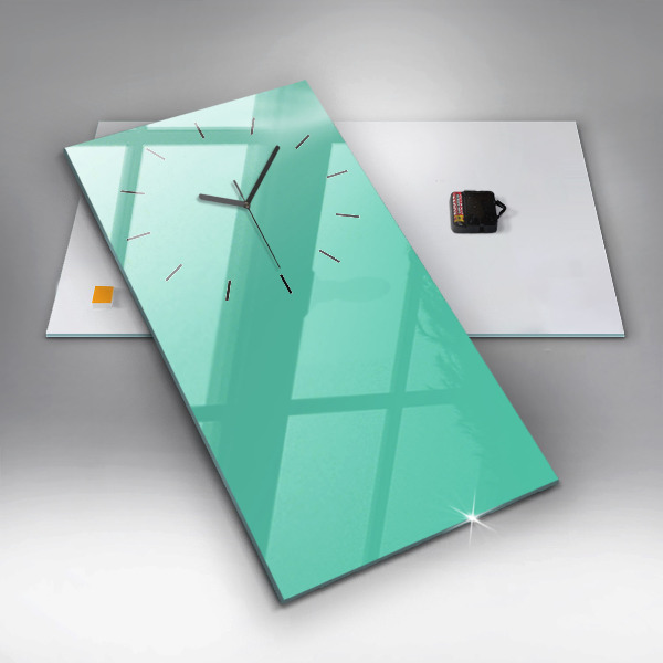 Modern vertical wall clock Turquoise color
