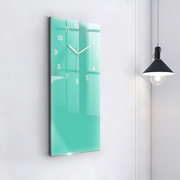 Modern vertical wall clock Turquoise color