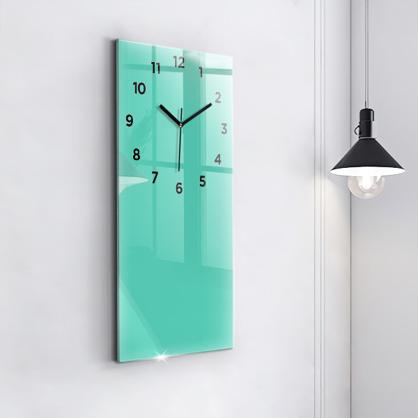 Modern vertical wall clock Turquoise color