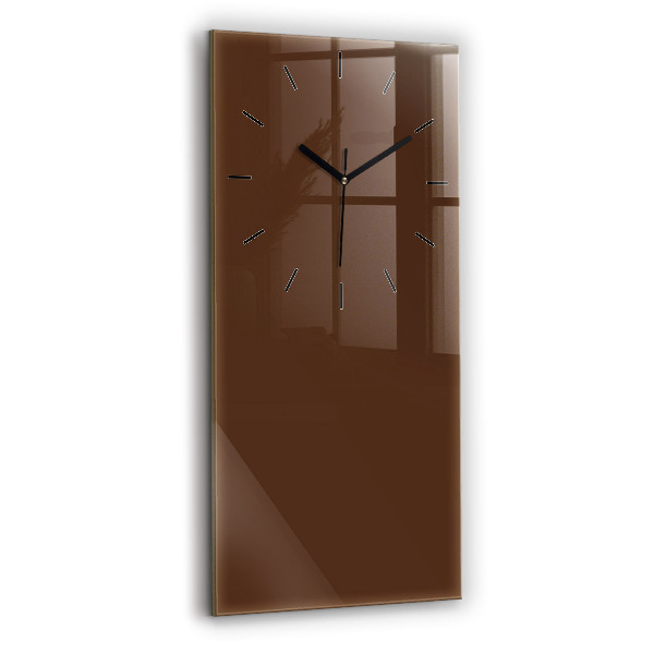 Modern vertical wall clock Brown color