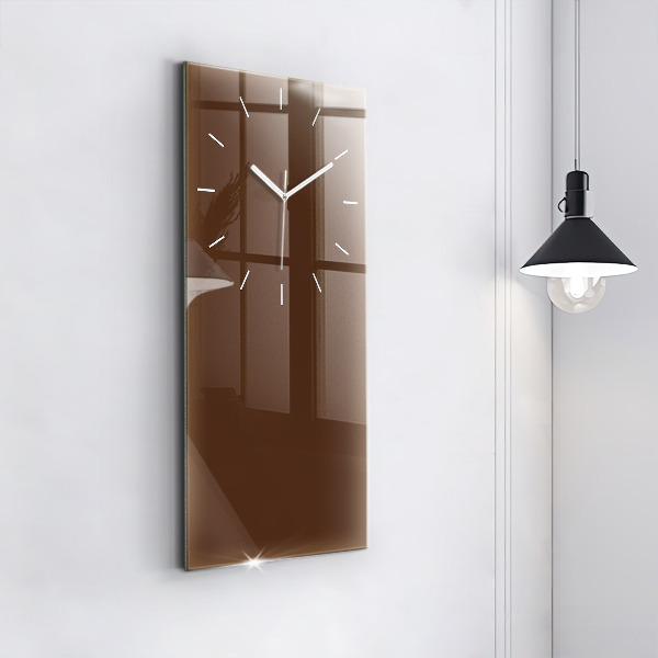 Modern vertical wall clock Brown color