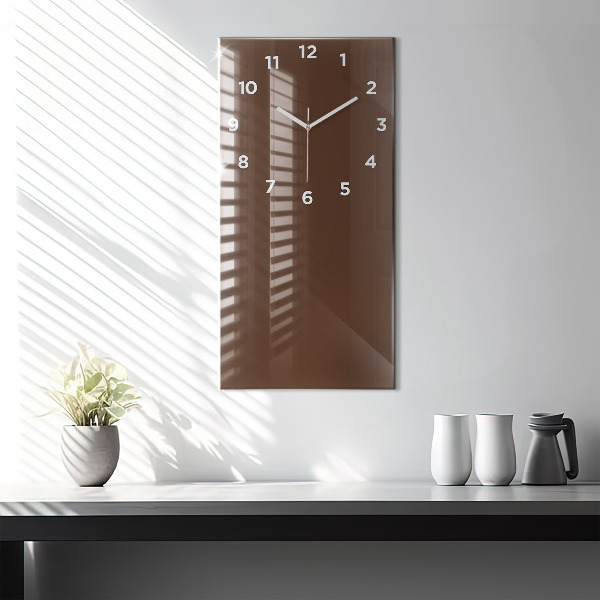 Modern vertical wall clock Brown color