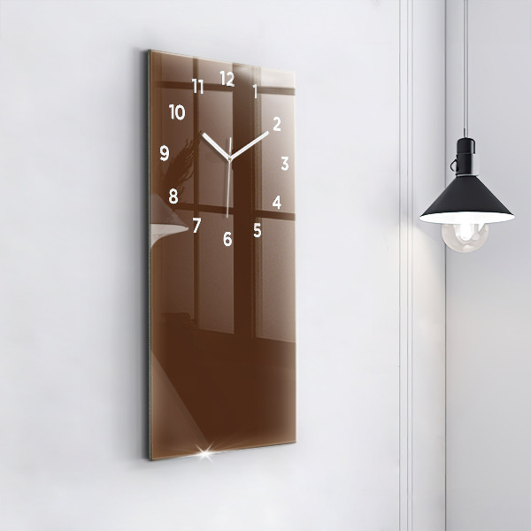 Modern vertical wall clock Brown color