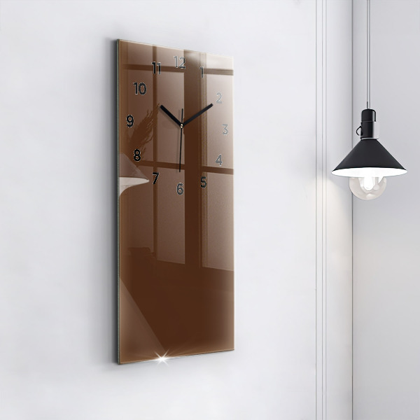 Modern vertical wall clock Brown color