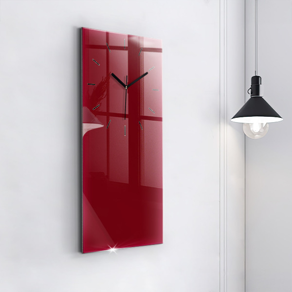 Modern vertical wall clock Burgundy color