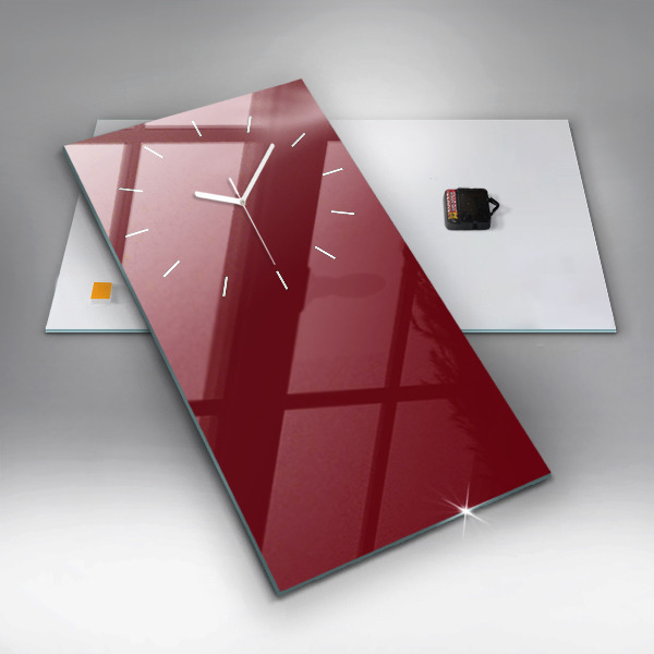 Modern vertical wall clock Burgundy color