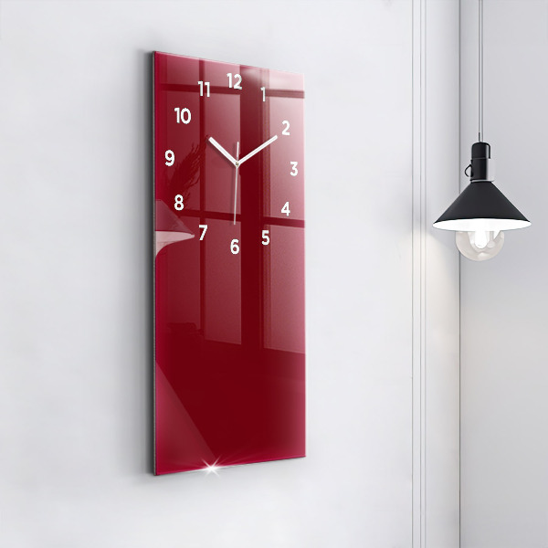Modern vertical wall clock Burgundy color