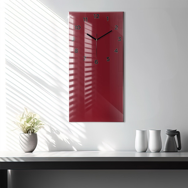 Modern vertical wall clock Burgundy color