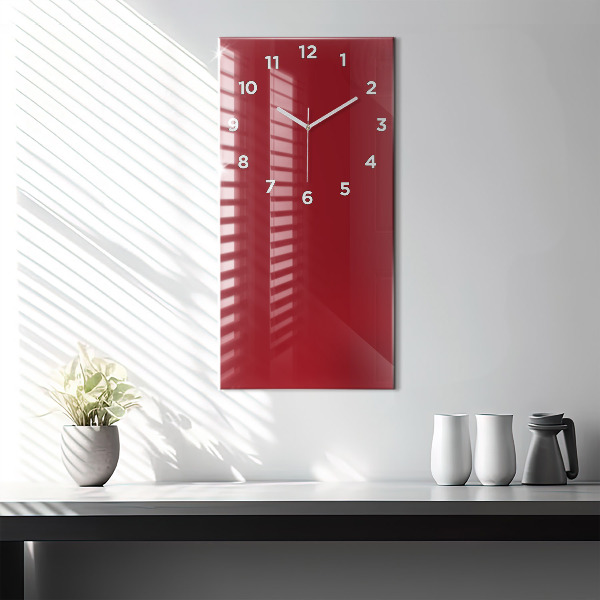 Modern vertical wall clock Red color