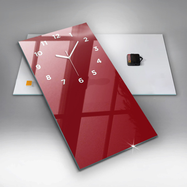 Modern vertical wall clock Red color