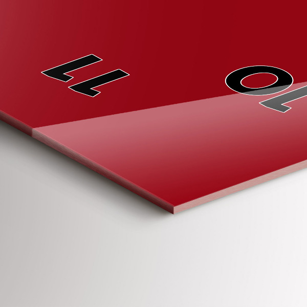 Modern vertical wall clock Red color