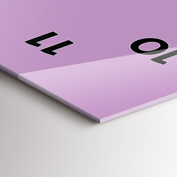 Modern vertical wall clock Lilac color