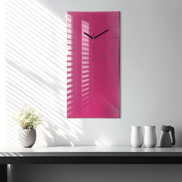 Modern vertical wall clock Color strong pink