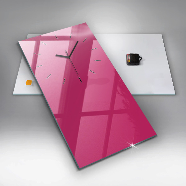 Modern vertical wall clock Color strong pink